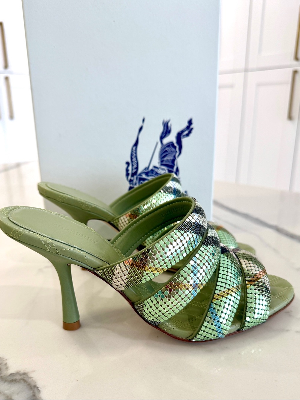 Burberry Check Mesh Mews Strap Sandals - Picture 4 of 9